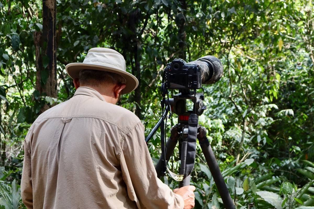 Bird watcher in Kaeng Krachan National Park, Thailand.